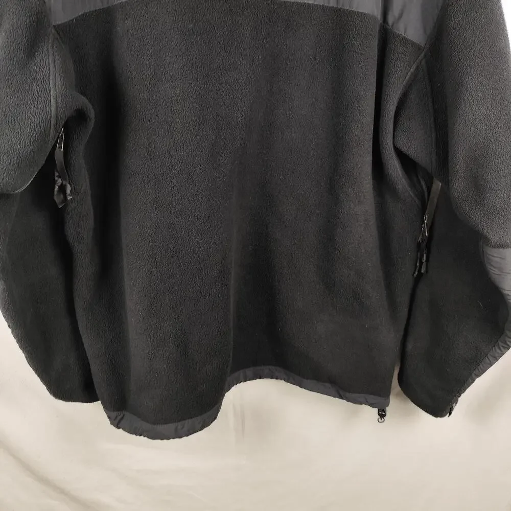 The North Face Denali Jacket Mens Large Black Gray Fleece Full Zip Pockets